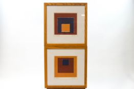 Roy Speltz, b.1948, 'Untitled I' and 'Untitled II', screen prints, a pair, 29.5cm x 29cm