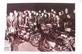 A collection of thirty-eight large black and white motorcycle photographs,