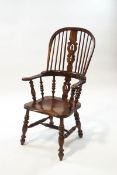 A late 19th century North County alder/ash Windsor armchair,