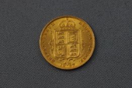 A half gold Sovereign coin, Victoria Shield dated 1887. 4.