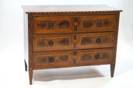 An 18th century Italian walnut three drawer commode,