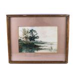 Bernard Hiles, lake scene, watercolour, signed lower right, 16.5cm x 24.