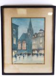 Victor Noble Rainbird, Twilight Caen, watercolour, signed lower left and inscribed lower right,