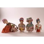 Five early to mid-20th century porcelain pin dolls,