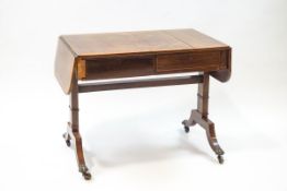 A 19th century rosewood and crossbanded sofa table,