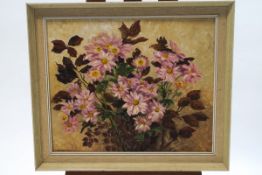 I. S. Davis, Still Life with flowers, oil on board, signed lower left, 49cm x 59cm