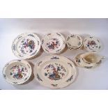 A Wedgwood Pot Pourri NK510 pattern dinner service, comprising five dinner plates, five bowls,