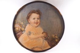 English School, early 20th century, Portrait of a baby girl, watercolour, 47.