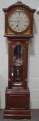 A 19th century mahogany regulator longcase clock, the silvered circular dial engraved E J Vokes,