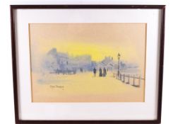 Rod Pearce, Street Scene with figures, watercolour, signed lower left, 19.5cm x 28.