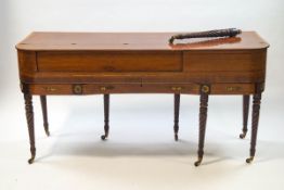 An early 19th century mahogany and satinwood crossbanded square piano by William Phillips, London,