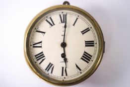 A brass cased ships dial clock, the painted dial dated or numbered 1829, London, 26cm wide,