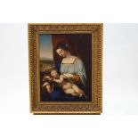 19th century Italian School, Madonna and Jesus with John the Baptist, oil on tole,