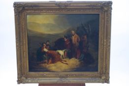 Scottish School, 19th century, The Stag Hunt, oil on canvas,
