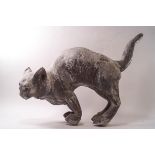 A lead garden figure of a cat,