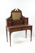 A 19th century inlaid rosewood ladies writing desk, stamped Phillips, Bristol,