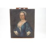 English School, late 18th century, Portrait of a lady wearing a blue dress, oil on canvas,