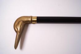 A late 19th century ebonised sectional walking cane,