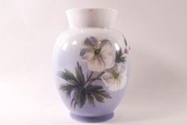 A Royal Copenhagen porcelain vase, decorated with white flowers,
