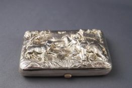A late 19th century Indian white metal cigarette case,