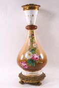 A Victorian porcelain and gilt metal mounted oil lamp base,