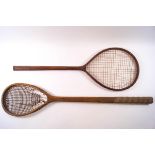 Two early 20th century tennis racquets (no maker's stamps) (formerly from Dinder House,