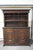 A large Continental oak dresser constructed from old timbers,