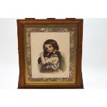 Victorian school, Portrait of a young girl and her dog, watercolour, 34cm x 27cm,