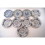 Three 18th century Chinese porcelain octagonal plates,