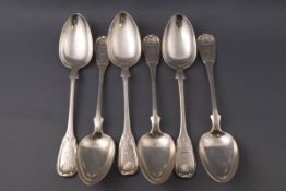 A set of six Scottish Victorian silver dessert spoons,