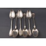 A set of six Scottish Victorian silver dessert spoons,