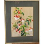 Jane Horton, Fuschia, Orchids, Bodycolour, a pair, Signed and dated lower right,