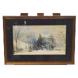 English School, late 19th/early 20th century, Snowscape with trees, watercolour and bodycolour, 27.