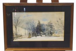 English School, late 19th/early 20th century, Snowscape with trees, watercolour and bodycolour, 27.