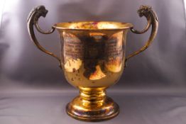 A large silver gilt two handled trophy cup from The Ceylon Kennel Club 1928, inscribed,