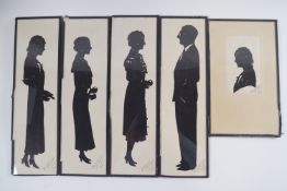 Four rectangular silhouettes of ladies and one of a gentlleman by Baron Scotford, the largest 34.