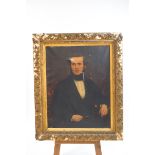 English School, mid 19th century portrait of a Gentleman, 3/4 length oil on canvas,