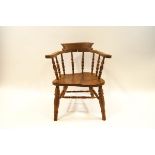 Smokers bow chair with turned spindle back,