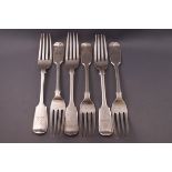 A set of six Victorian silver fiddle pattern table forks, Exeter 1837,