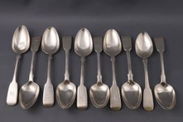 A Canadian set of nine fiddle pattern teaspoons by Savage Lyman & Co,