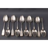 A Canadian set of nine fiddle pattern teaspoons by Savage Lyman & Co,