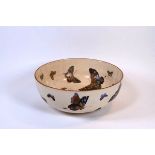 A Japanese satsuma bowl, Meji period (1868-1912) black and gilt seal mark to base,