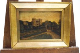 J Rollen (British), early 20th century, 'Castle', oil on board, signed, 17.