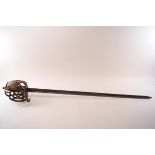 A Scottish sword by Andrea Ferrara with unusual horn grip, the blade marked 'x AndreaxFerrara',