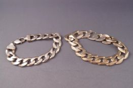 Two solid heavy sterling silver curb bracelets. Gross weight: 97.