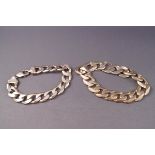 Two solid heavy sterling silver curb bracelets. Gross weight: 97.