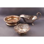 A silver pierced bon bon dish with flared foot, London 1892, 93 grams,