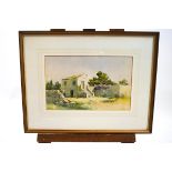 Greek School, early 20th century, Village Scene - Corfu, watercolour, indistinctly signed in Greek,