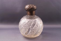 A large Victorian spherical silver mounted cut glass scent bottle and stopper, Birmingham 1898,