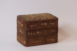 A reed box and cover, possibly Native American, 8cm high x 11cm wide x 8.